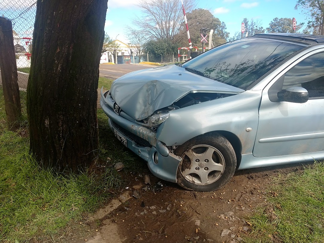 Un auto terminó impactando un árbol en la subida al cruce del Cementerio