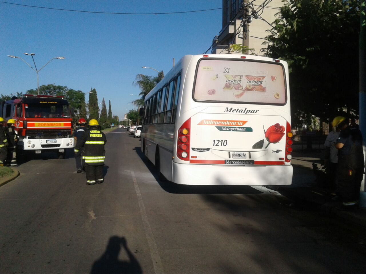 Un colectivo paró su recorrido por un principio de incendio