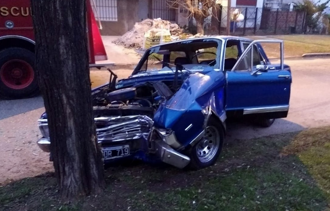 Fuerte colisión de un Falcon "de lujo" que fue a parar contra un árbol