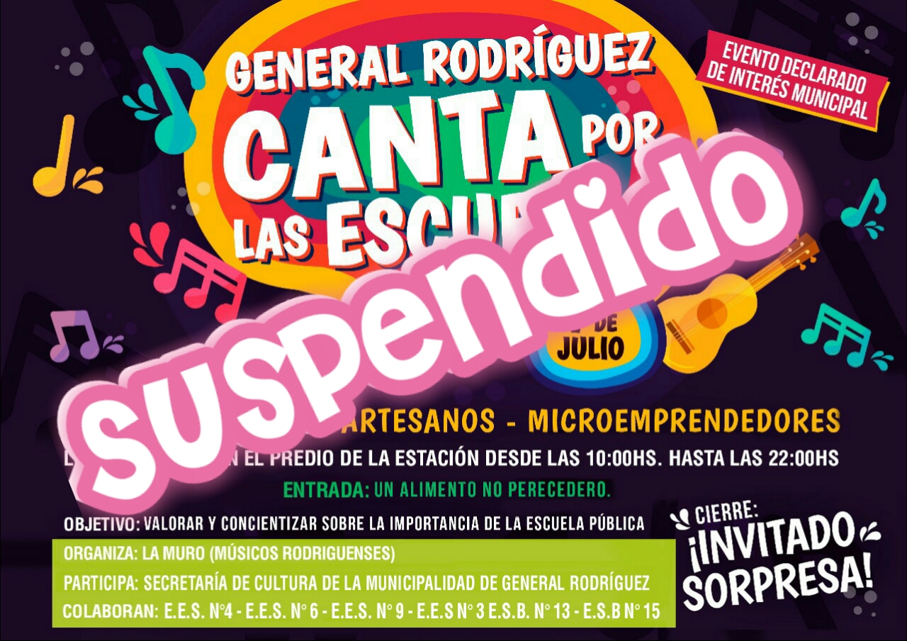 Se suspendió el festival musical de alumnos rodriguenses