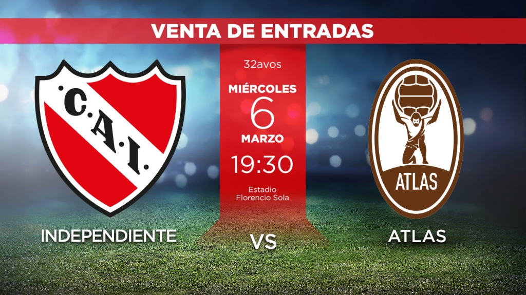 Se definieron los precios y el punto de venta de las entradas para ir a ver Atlas-Independiente