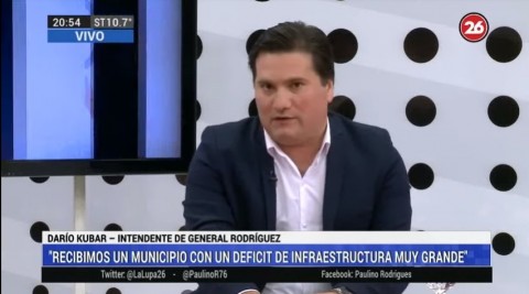 Kubar en Canal 26: "Nuestro gobierno fue el que más obras hizo en la historia de Rodríguez"