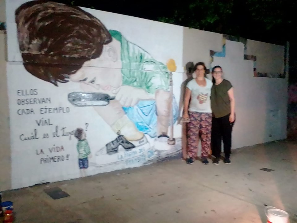 Se pintó un mural para incentivar y concientizar sobre la resposabilidad vial