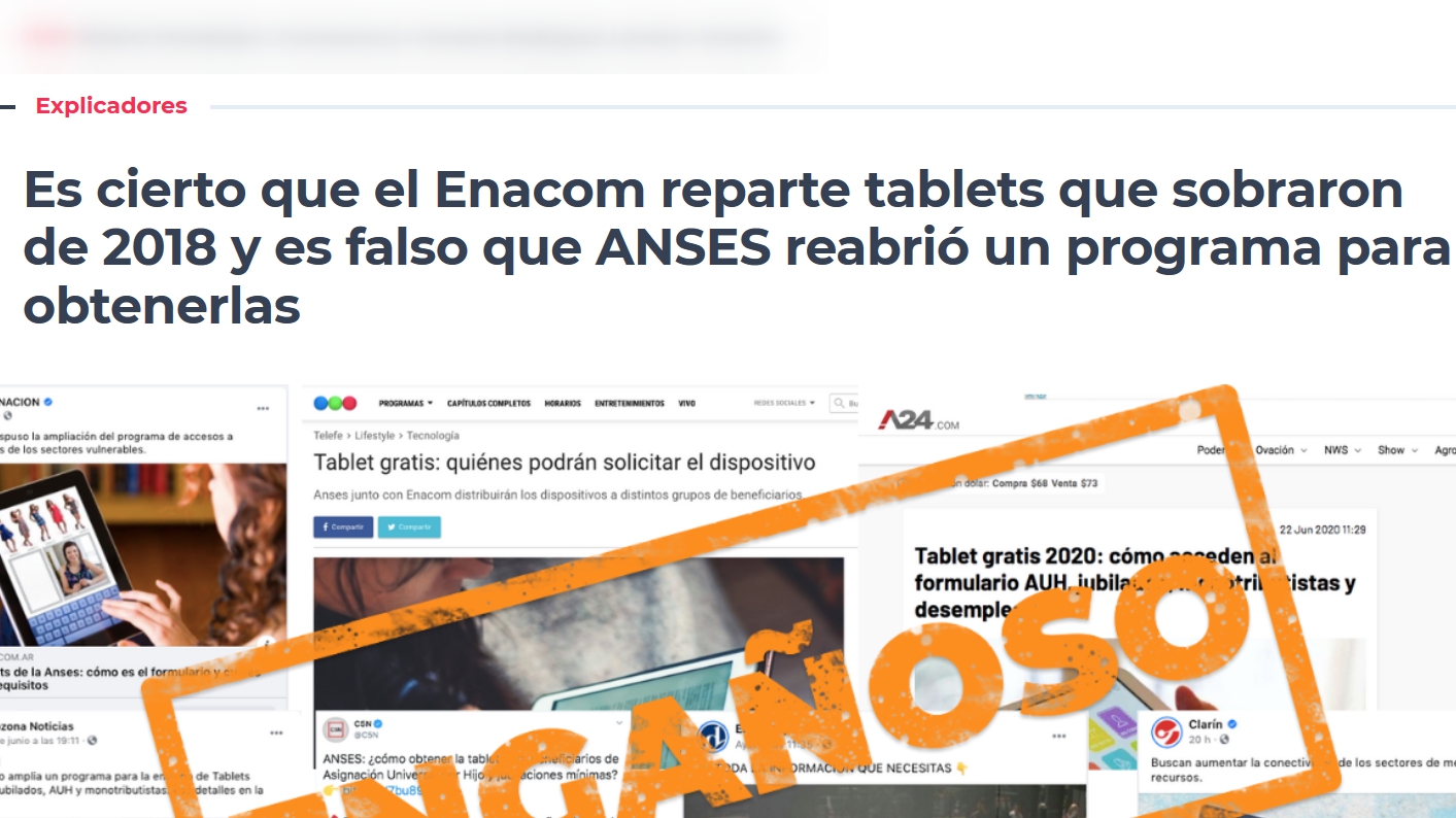 Chequeado.com explicó que "es engañosa" la noticia de la participación de ANSES en reparto de tablets