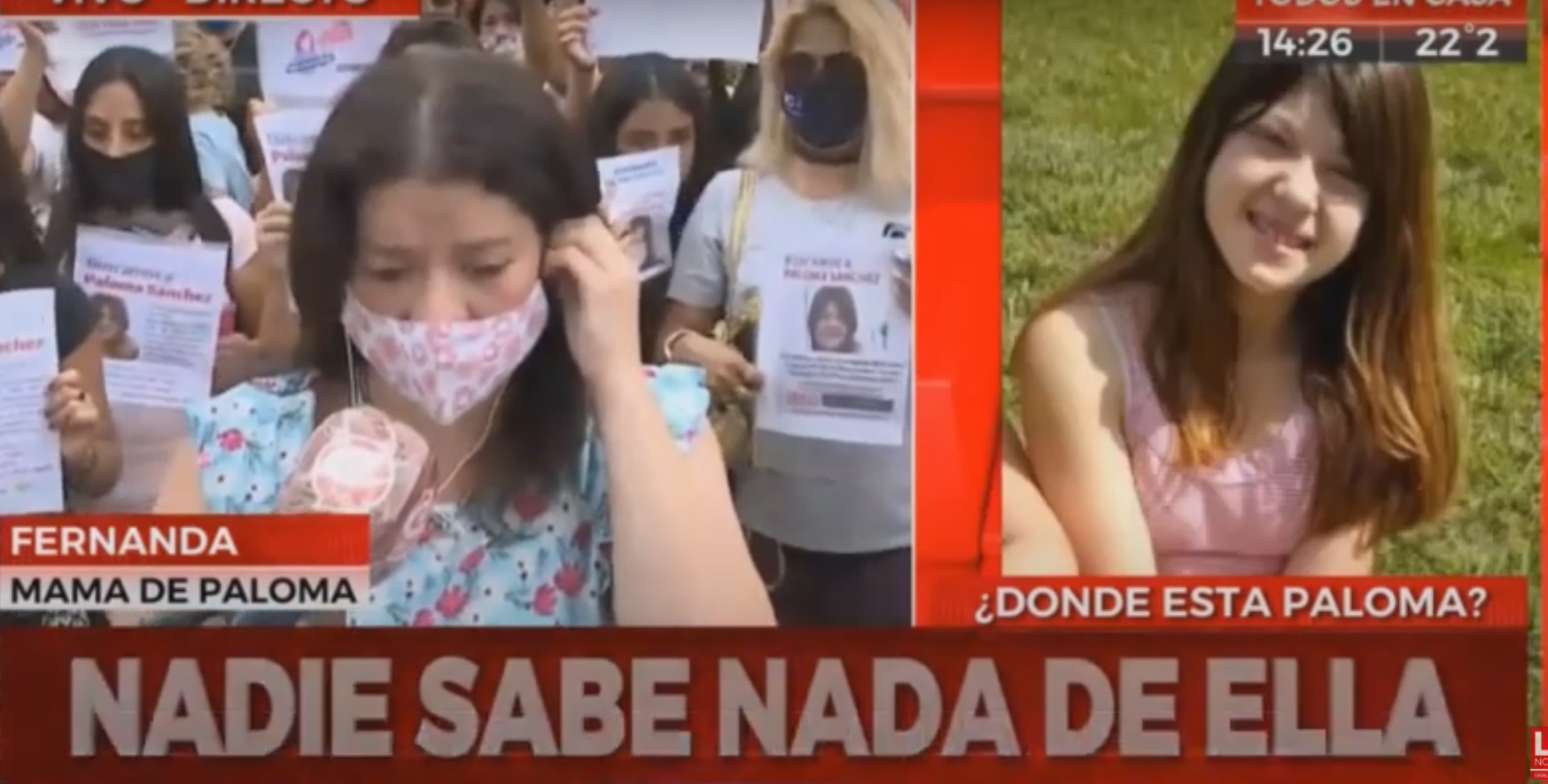 Mamá de Paloma Sánchez: "No quiero pensar lo peor, sino en que la voy a encontrar y estará bien"