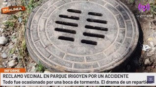 Una boca de tormenta le gener&oacute; un accidente a un repartidor y es un riesgo permanente