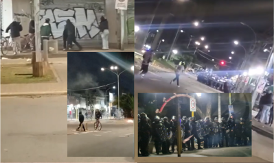 Las im&aacute;genes de la barbarie de anoche entre v&aacute;ndalos y polic&iacute;as en la zona de la estaci&oacute;n de Gral Rodr&iacute;guez