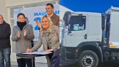 La Provincia entreg&oacute; camiones y minibuses al Municipio y firm&oacute; un convenio para obras de tratamiento de efluentes