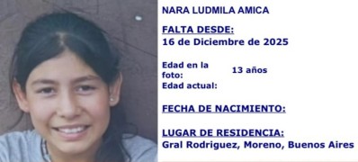Buscan el paradero de una ni&ntilde;a de 13 a&ntilde;os que desapareci&oacute; en General Rodr&iacute;guez-Moreno