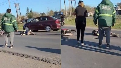 Motociclista quedó ensangrentado tras un accidente en la Ruta 7 el sábado por la tarde