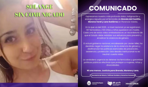 Polémico comunicado municipal sobre el triple crimen de Varela: "femicidio" y "culpa del desfinanciamiento de Milei"