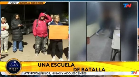 "Un campo de batalla": otra vez una escuela rodriguense llegó a la TV nacional