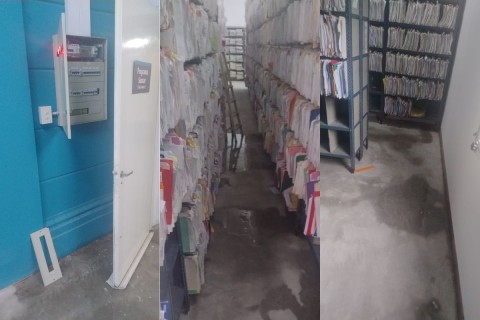 La lluvia provocó graves filtraciones en un área clave del Hospital Vicente López