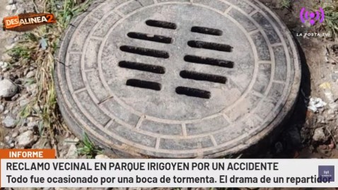 Una boca de tormenta le gener&oacute; un accidente a un repartidor y es un riesgo permanente