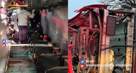 Trascendieron más detalles del vuelco del colectivo de La Perlita en General Rodríguez