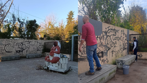 Funcionarios de dos áreas realizaron pintura y arreglos en un ingreso al Polideportivo