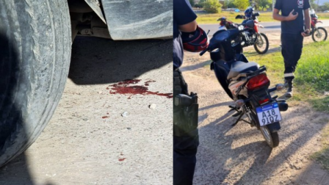 Un motociclista debi&oacute; ser hospitalizado tras un choque con una camioneta en Malvinas