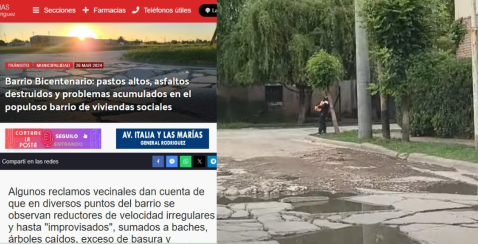 El estado terrible de las calles del barrio Bicentenario, con baches "lunares"
