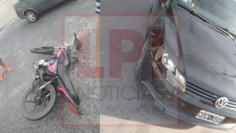 Motociclista sufrió lesiones tras el impacto de un auto en un cruce céntrico de General Rodríguez