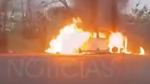 Video: los bomberos debieron sofocar un incendio vehicular en General Rodríguez