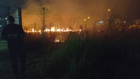 Incendio de pastizales en un lote de Villa Vengochea