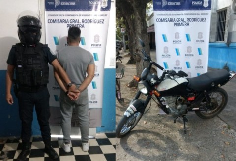 Lo aprehendieron por circular en una moto robada