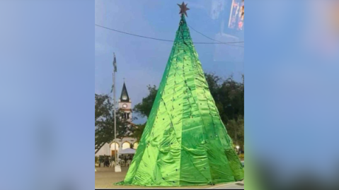 Polémica entre oficialismo y oposición por el árbol de Navidad instalado en la Plaza Central