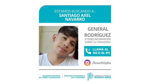 Intensa búsqueda de un adolescente que fue visto por última vez en el Hospital Vicente López hace 10 días