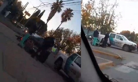 Choque en avenida Bernardo de Irigoyen y San Martín dejó a dos jóvenes heridos
