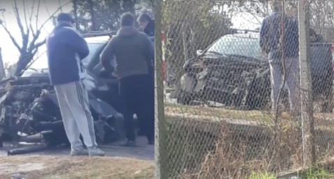 Un remis fue impactado por el tren Sarmiento y su conductor se salvó de milagro