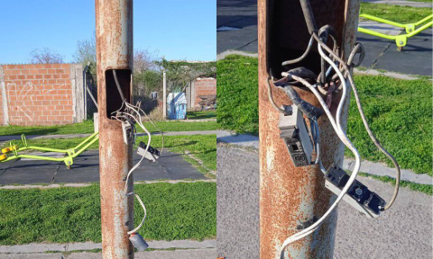 Vecinos de Bicentenario alertan del peligro por el estado de los postes de luz