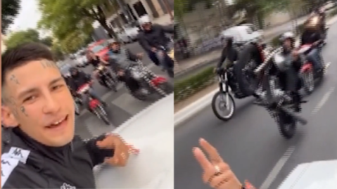 Video: L-Gante protagonizó una polémica caravana de motos en honor a "El Noba"