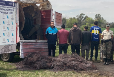 Tres rodriguenses detenidos por una millonaria quema de cables en Luján