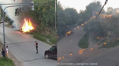 Video: desataron un voraz incendio, dejaron sin luz a los vecinos y terminaron aprehendidos