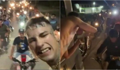 Video: críticas a L-Gante por repartir plata a fans en una descontrolada caravana