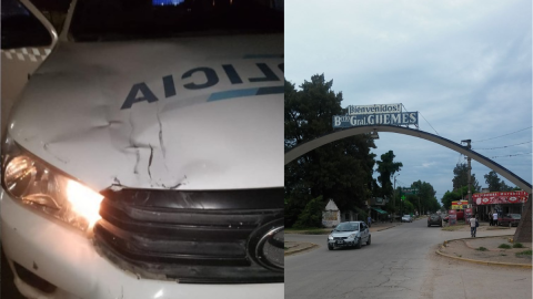 Un patrullero choc&oacute; en el centro y dos personas sufrieron severas lesiones por un siniestro en barrio G&uuml;emes