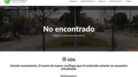 La transparencia de la web municipal de Gral. Rodríguez, en estado de Error