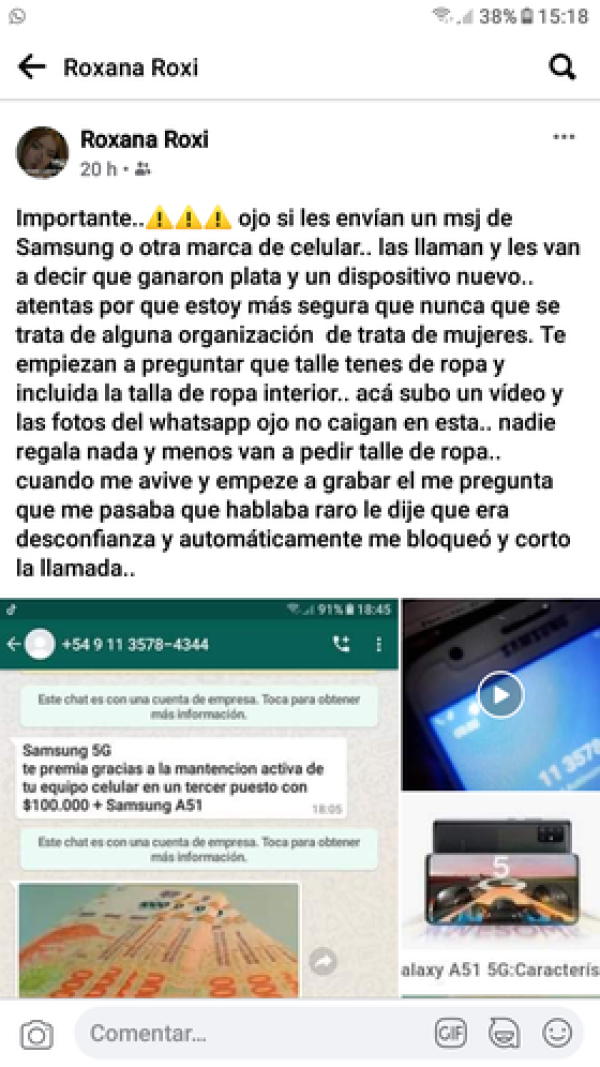 intentos de estafas telefónicas o hasta trata de blancas?