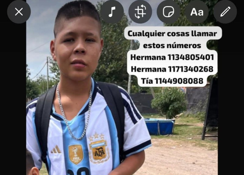 Buscan desesperadamente a un chico de 13 a&ntilde;os desaparecido en General Rodr&iacute;guez
